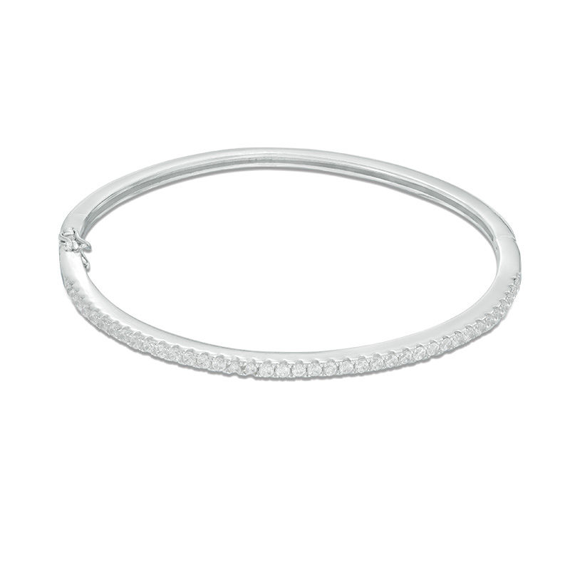 Main Image 1 of Cubic Zirconia Bangle in Sterling Silver - 7.5"