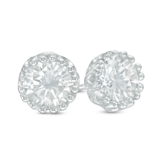 6mm Cubic Zirconia Solitaire Stud Earrings in Sterling