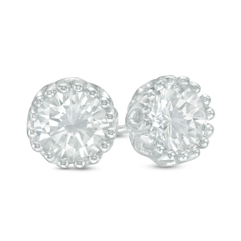 Main Image 1 of 6mm Cubic Zirconia Solitaire Stud Earrings in Sterling Silver