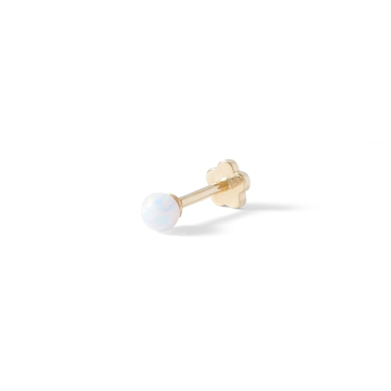 14K Tube Gold Simulated Opal Stud - 18G 5/16"