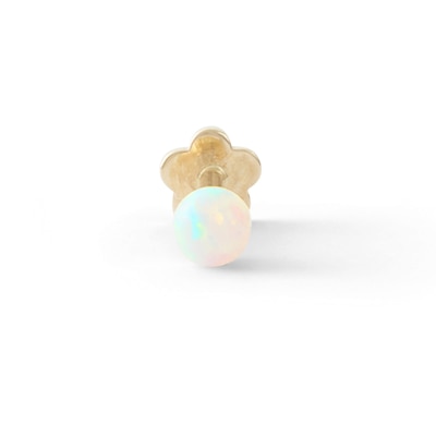 14K Tube Gold Simulated Opal Stud - 18G 5/16"