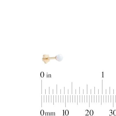 14K Tube Gold Simulated Opal Stud - 18G 5/16"