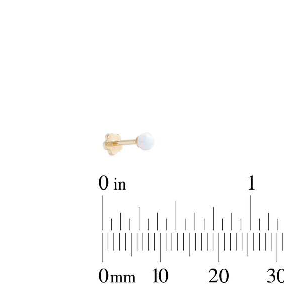 14K Tube Gold Simulated Opal Stud - 18G 5/16"