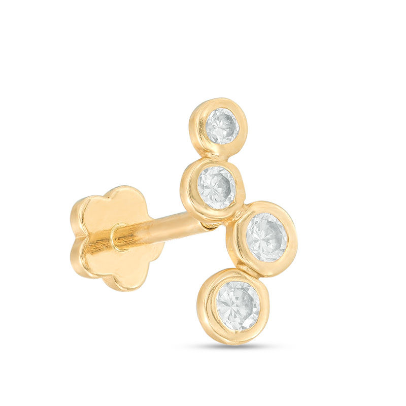 Main Image 1 of 019 Gauge Cubic Zirconia Zig-Zag Cartilage Barbell in 14K Gold