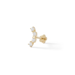 14K Tube Gold CZ Curved Stud - 18G 5/16&quot;