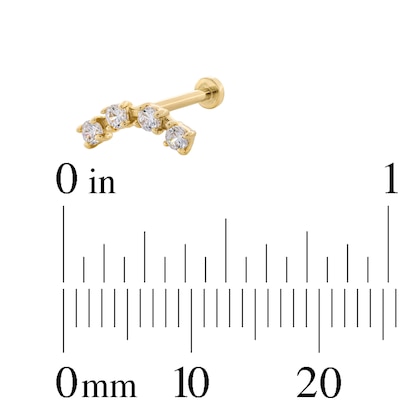 14K Tube Gold CZ Curved Stud - 18G 5/16"