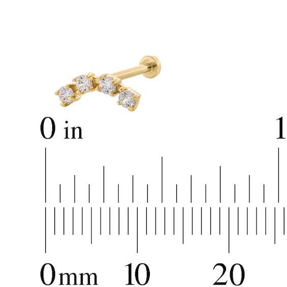 14K Tube Gold CZ Curved Stud - 18G 5/16"