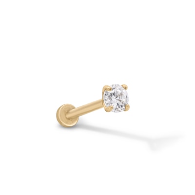 14K Tube Gold CZ Stud - 18G 5/16"