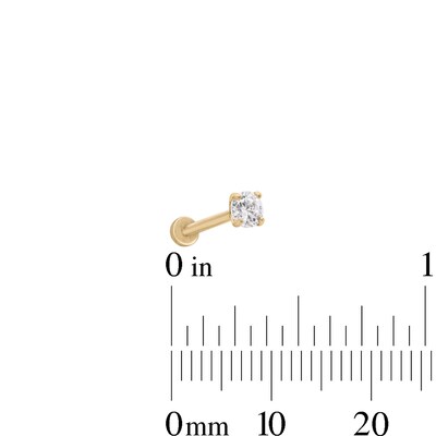 14K Tube Gold CZ Stud - 18G 5/16"