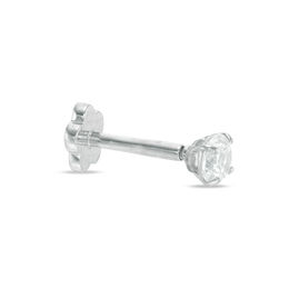 018 Gauge 3mm Cubic Zirconia Cartilage Barbell in 14K White Gold Tube