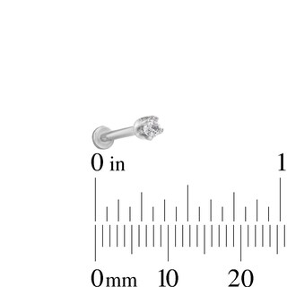 14K Tube White Gold CZ Barbell - 18G 5/16"