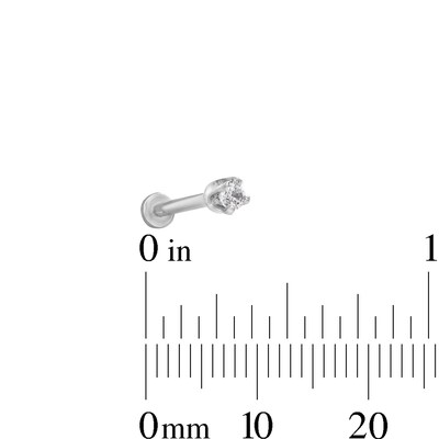 14K Tube White Gold CZ Barbell - 18G 5/16"