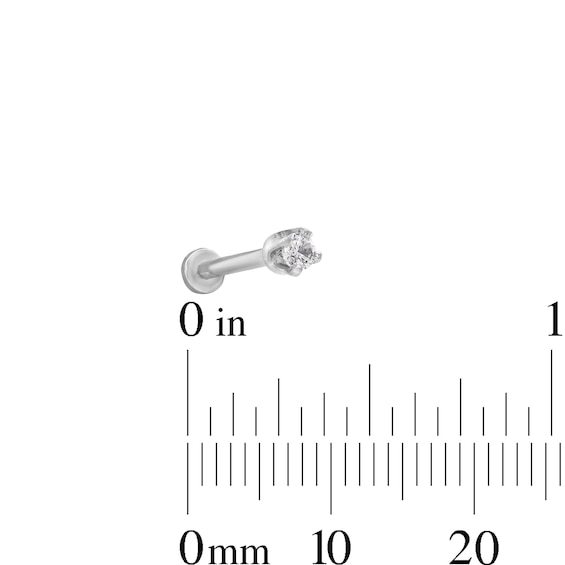 14K Tube White Gold CZ Barbell - 18G 5/16"