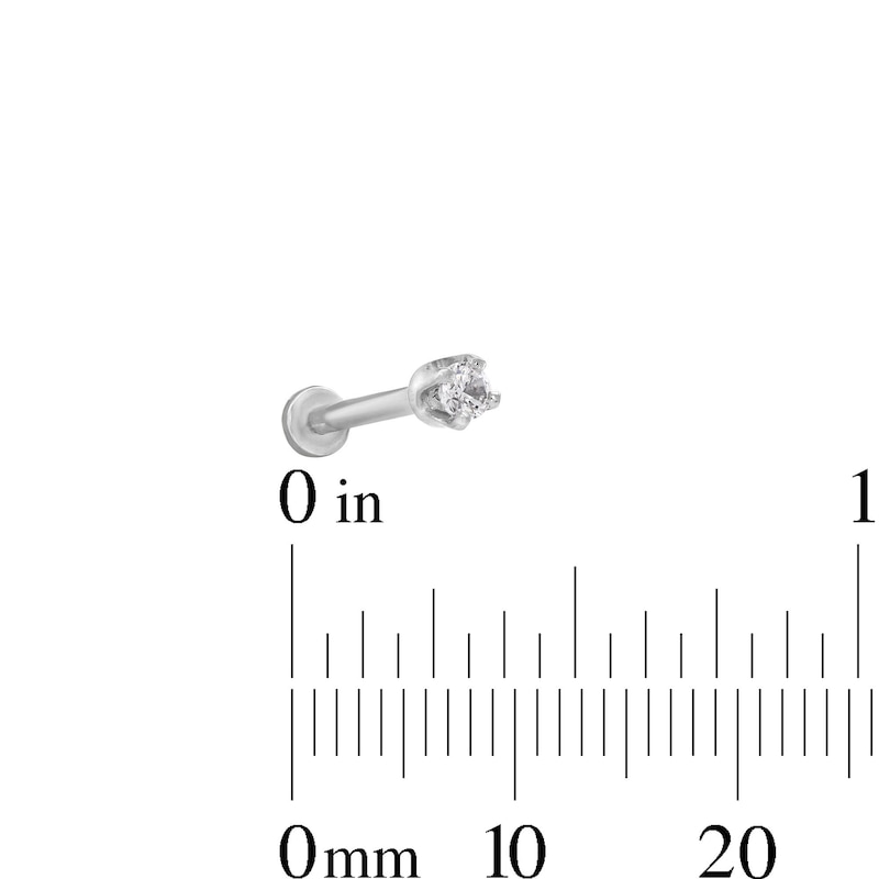 Main Image 3 of 14K Tube White Gold CZ Barbell - 18G 5/16"