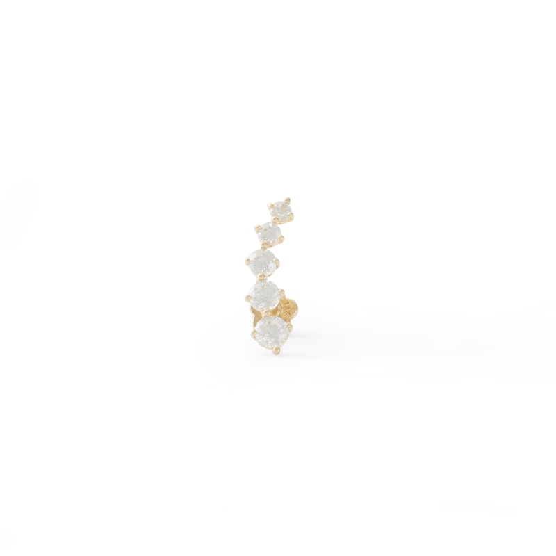 Main Image 2 of 14K Tube Gold CZ Graduated Stone Stud - 18G 5/16"