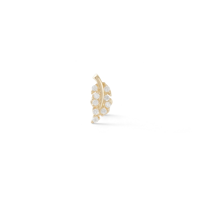 018 Gauge Cubic Zirconia Leaf Cartilage Barbell in 14K Gold Tube