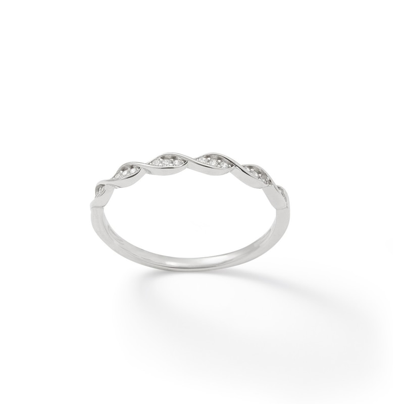 Cubic Zirconia Twist Stackable Band in Sterling Silver