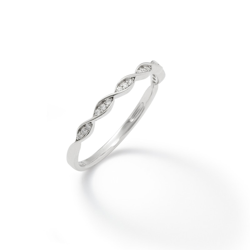 Cubic Zirconia Twist Stackable Band in Sterling Silver - Size 6