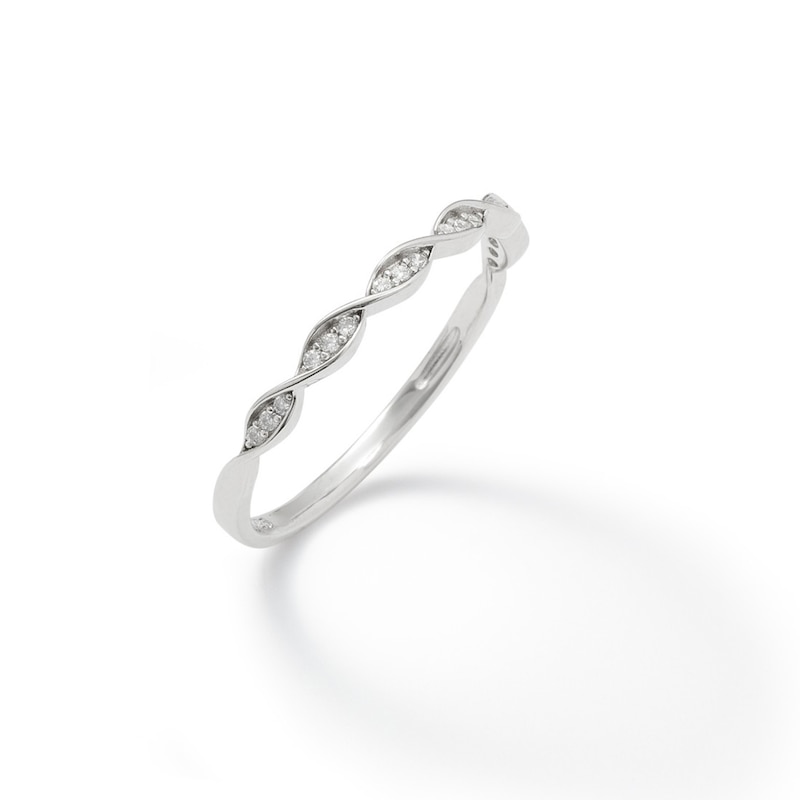 Cubic Zirconia Twist Stackable Band in Sterling Silver