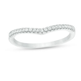 Cubic Zirconia Contour Wedding Band in Sterling Silver - Size 6