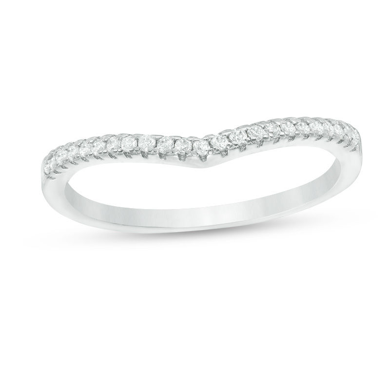 Cubic Zirconia Contour Wedding Band in Sterling Silver