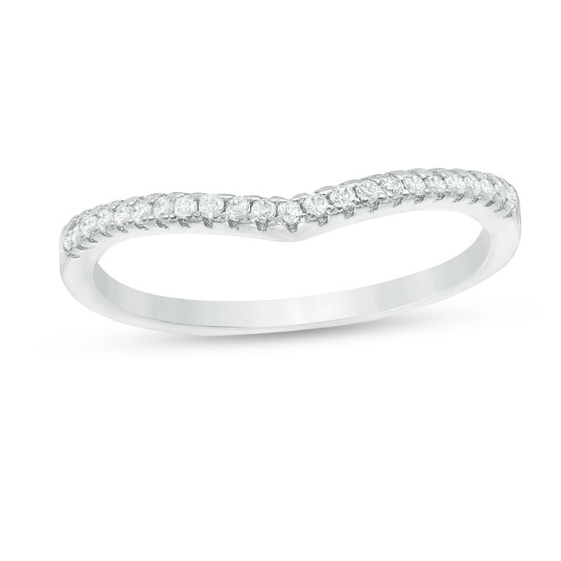 Main Image 1 of Cubic Zirconia Contour Wedding Band in Sterling Silver