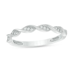 Cubic Zirconia Twist Stackable Band in Sterling Silver - Size 7
