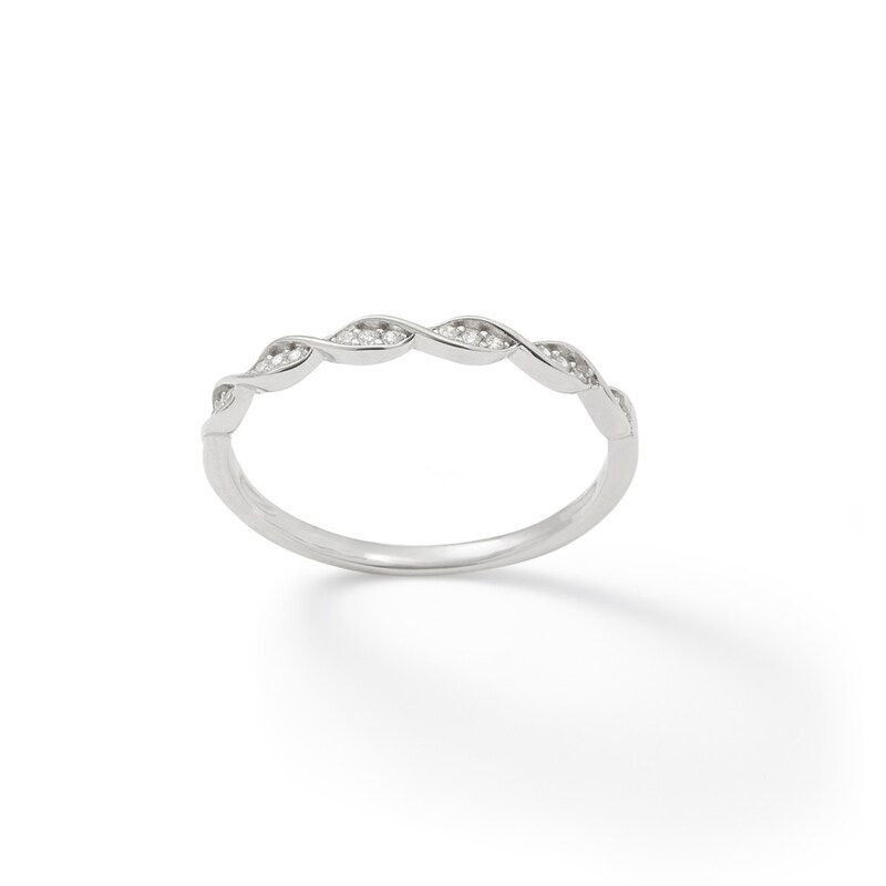 Cubic Zirconia Twist Stackable Band in Sterling Silver - Size 9