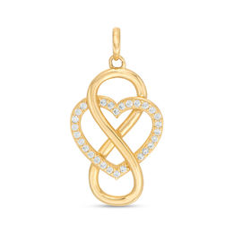 Cubic Zirconia Interlocking Infinity and Heart Necklace Charm in 10K Solid Gold