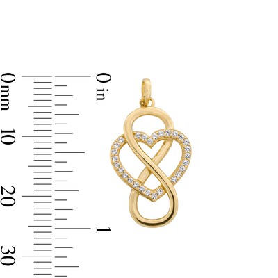 10K Solid Gold CZ Interlocking Infinity and Heart Necklace Charm