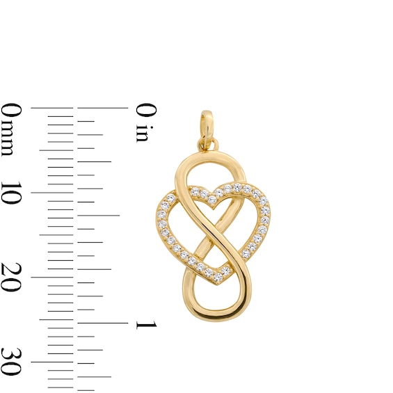 10K Solid Gold CZ Interlocking Infinity and Heart Necklace Charm