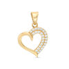 Thumbnail Image 1 of Cubic Zirconia Tilted Heart Necklace Charm in 10K Gold