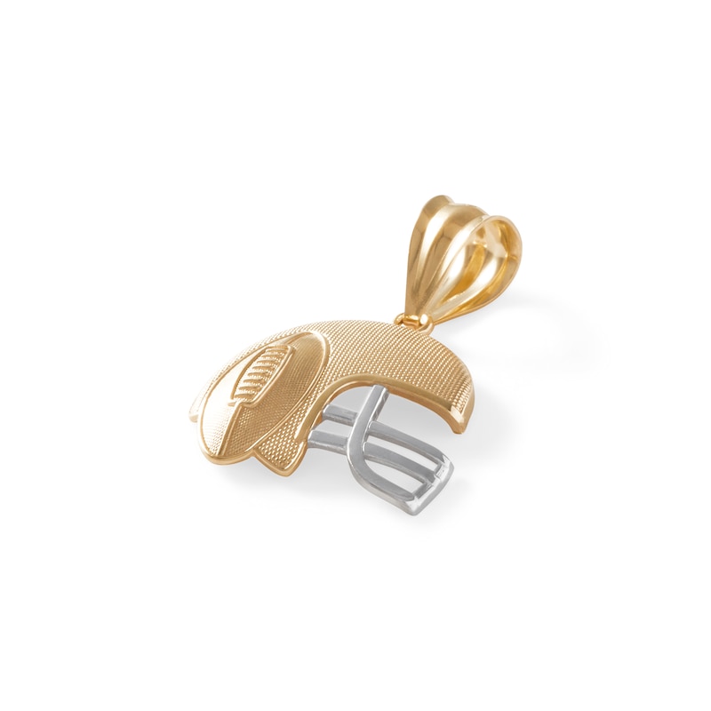 Textured Football Helmet and Ball Two-Tone Necklace Charm in 10K Solid Gold