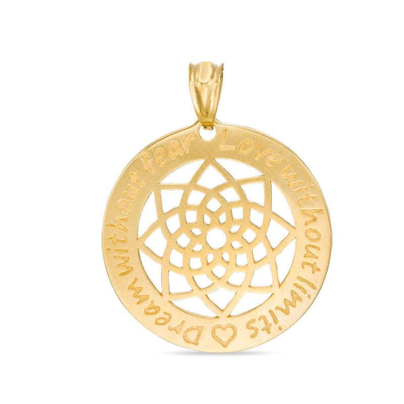 Main Image 1 of Mandala Dreamcatcher Necklace Charm in 10K Gold