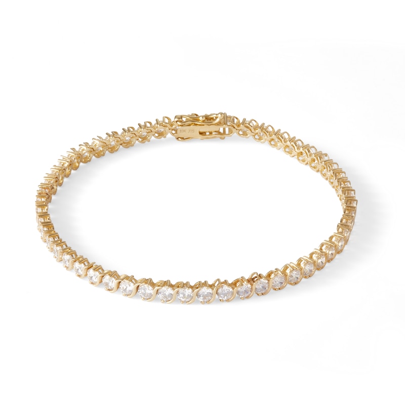 Main Image 1 of Cubic Zirconia Tennis Bracelet in 10K Gold - 7.25"