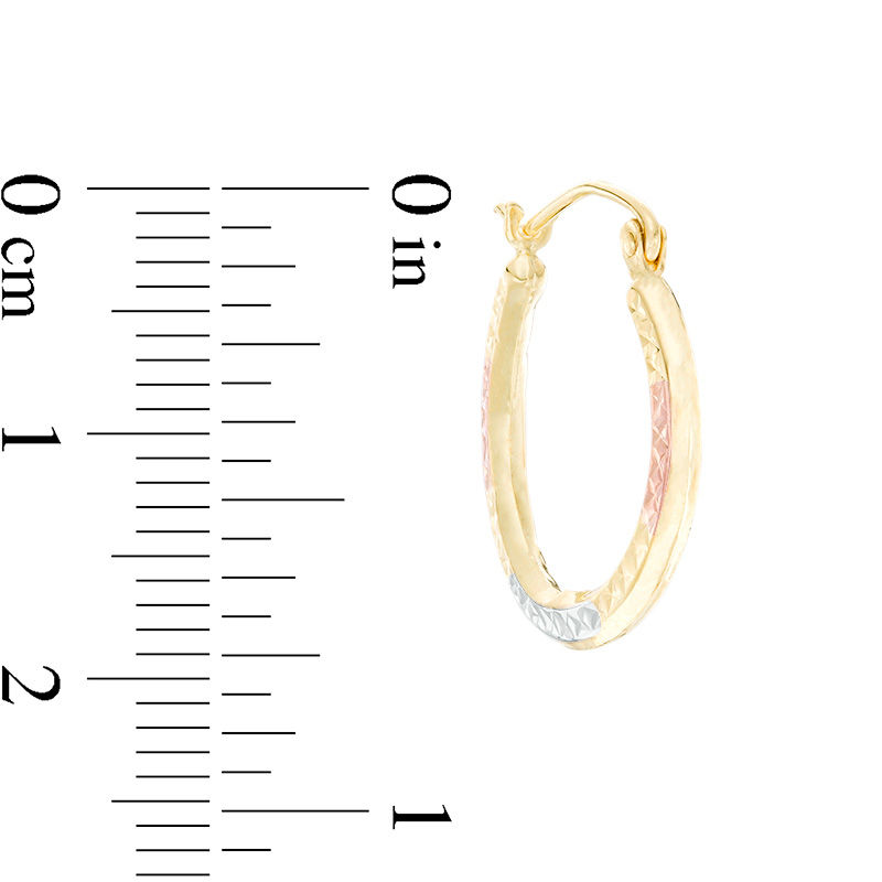 Diamond-Cut Hoop Earrings in 10K Stamp Hollow Tri-Tone Gold