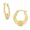 Thumbnail Image 0 of Flower Hoop Earrings in 10K Stamp Hollow Gold