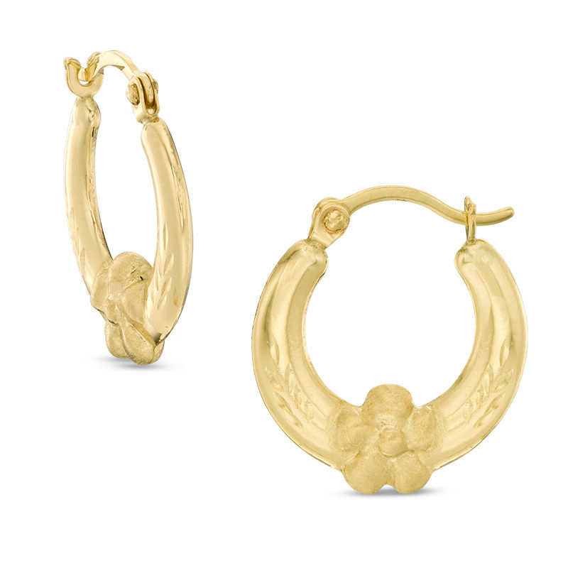 Flower Hoop Earrings in 10K Stamp Hollow Gold