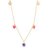Thumbnail Image 1 of Child's Multi-Color Enamel and Cubic Zirconia Heart Dangle Station Necklace in Brass with 18K Gold Plate - 15"