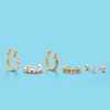 Thumbnail Image 1 of Child's Cubic Zirconia and Multi-Color Enamel Hearts Hoop Earrings in Solid Brass with 18K Gold Plate