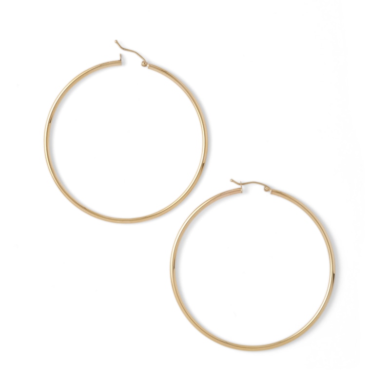 10K Tube Hollow Gold Hoops