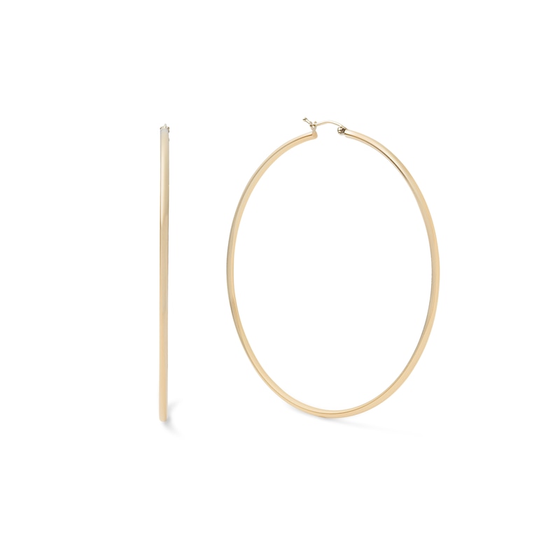70mm Hoop Earrings in 10K Tube Hollow Gold