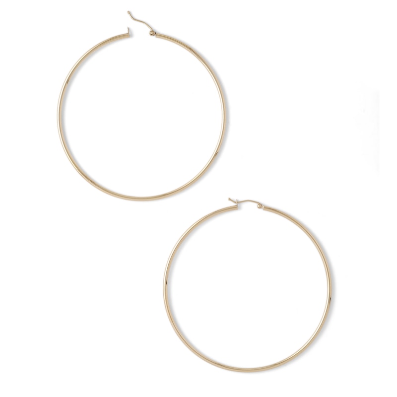 Main Image 2 of 10K Tube Hollow Gold Hoops
