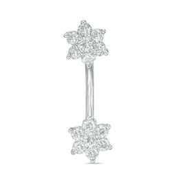 014 Gauge Cubic Zirconia Flower Belly Button Ring in Solid Stainless Steel