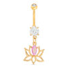 Thumbnail Image 0 of Yellow Ion Plated CZ and Crystal Lotus Belly Button Ring - 14G 3/8"