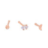 Thumbnail Image 1 of 020 Gauge Purple Cubic Zirconia Three Piece Nose Stud Set in Stainless Steel with Rose IP