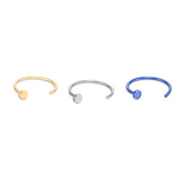 022 Gauge Three Piece Nose Ring Set in Solid Stainless Steel with Yellow and Blue IP