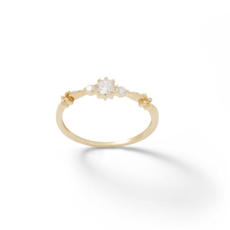 Main Image 1 of Child's 3.5mm Cubic Zirconia Flower Ring in 10K Gold - Size 4