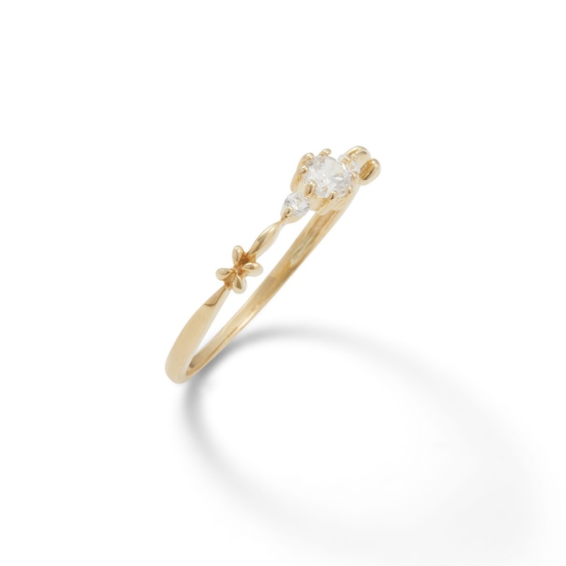 Main Image 2 of Child's 3.5mm Cubic Zirconia Flower Ring in 10K Gold - Size 4