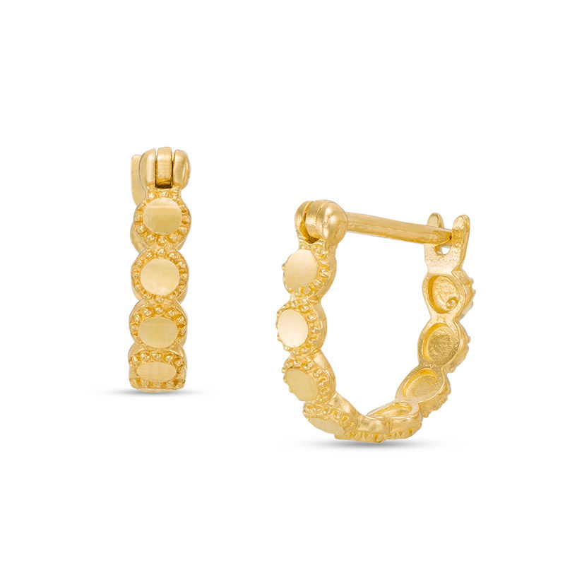 Main Image 1 of Child's Diamond-Cut Beaded Hoop Earrings in 10K Gold